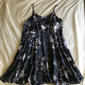 Old Navy Grey Floral Fit and Flare Dress